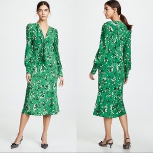 Veronica Beard Green Floral Midi Dress